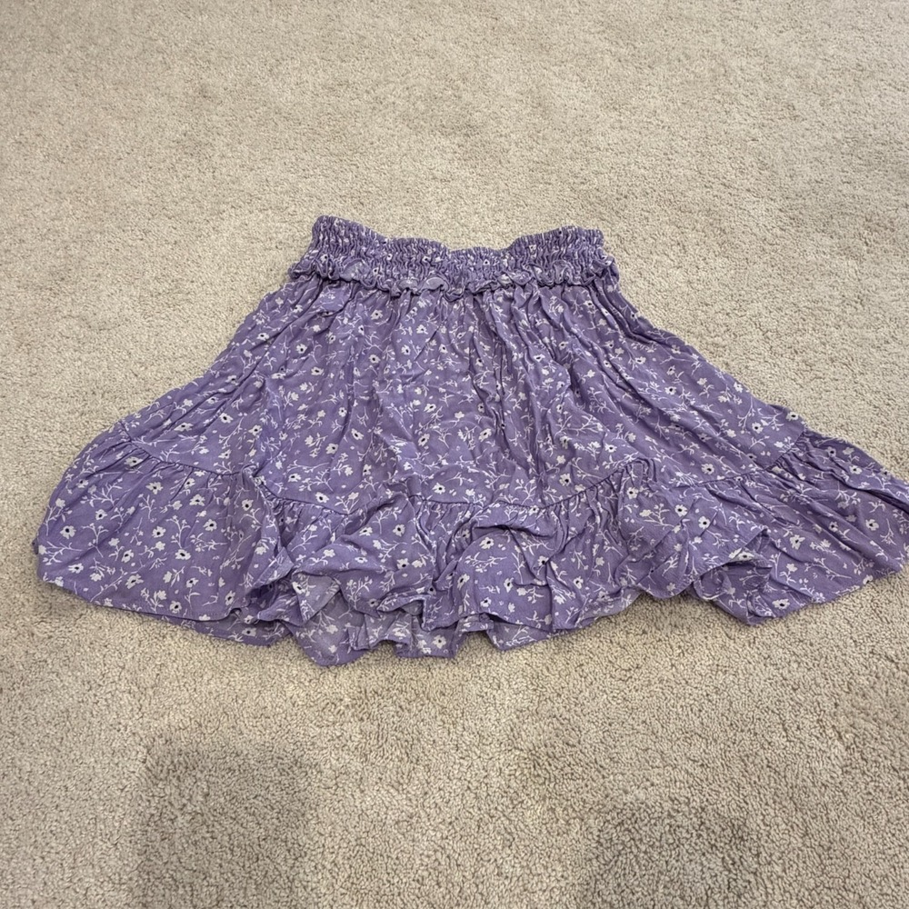 Zara Skirt Women‎ XS Y2K Mini Purple Floral Flippy ruffle